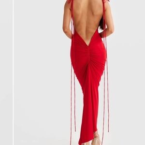 Elegant Red Backless Evening Dress